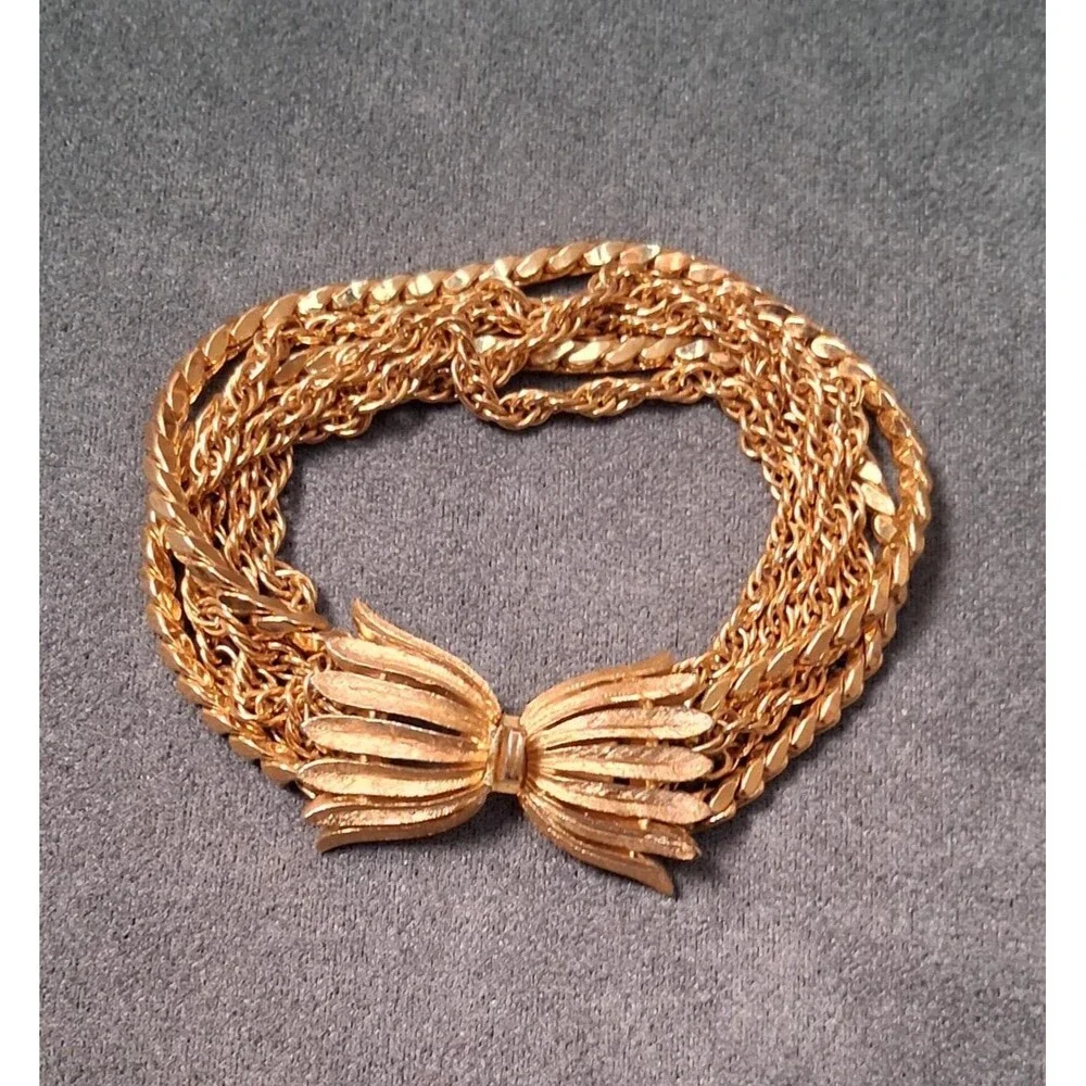 Vintage Trifari Multi Chain Bracelet Gold